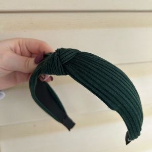 Dark green top knot headband